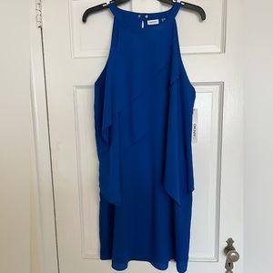 DKNYC royal blue sleeveless flutter dress. brand new with tags